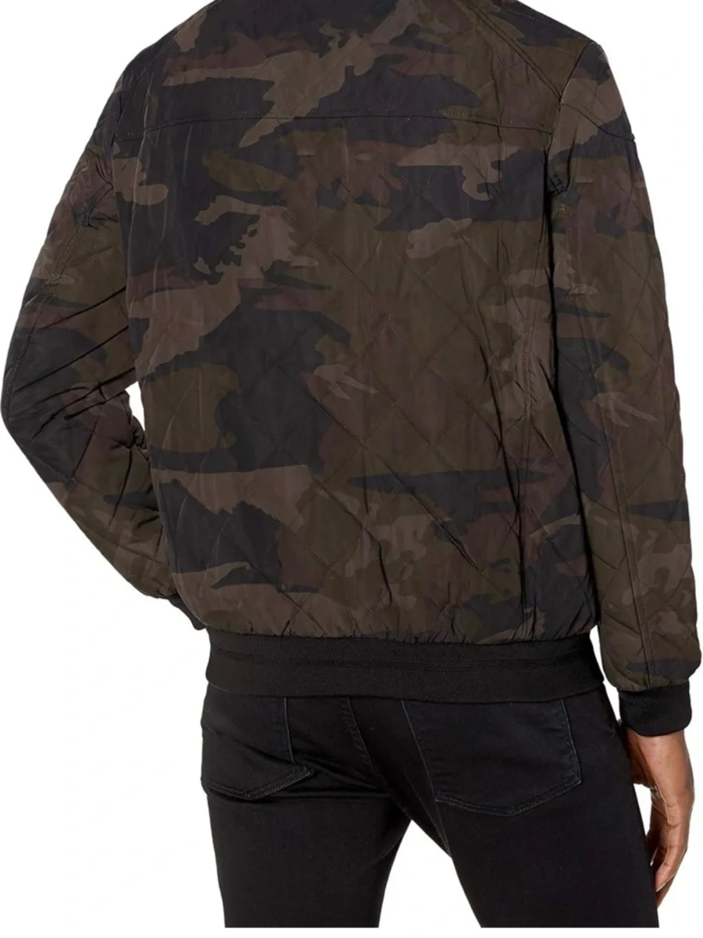 Calvin Klein Quilted Camo Bomber Jacket - Olive & Black